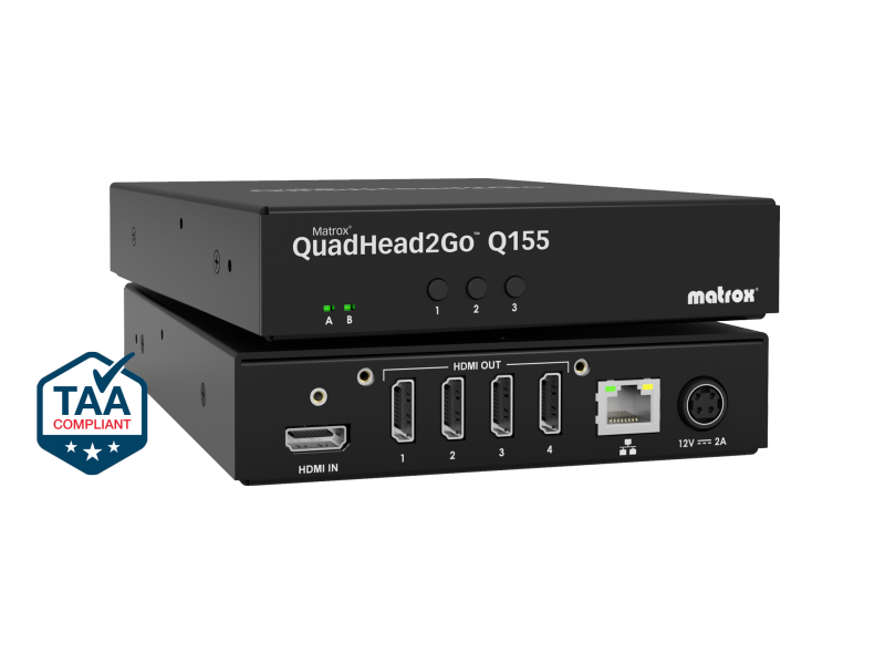 Външен мулти-дисплей адаптер Matrox QuadHead2GO Q155 Multi-Monitor Q2G-H4K2 за едновременна работа на 4 мониторa с HDMI вход