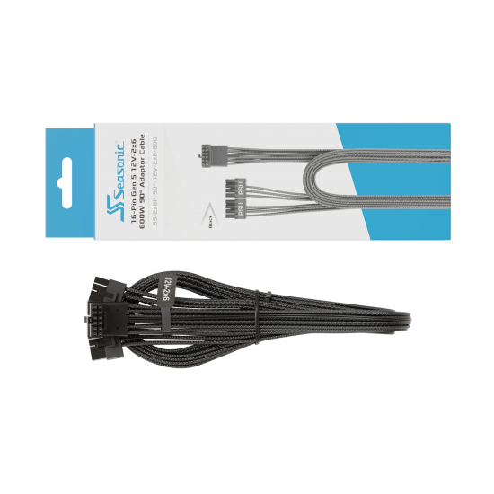 Кабел Seasonic 90° 12VHPWR 600W 16-Pin към 2x8 Pin за Seasonic захранвания