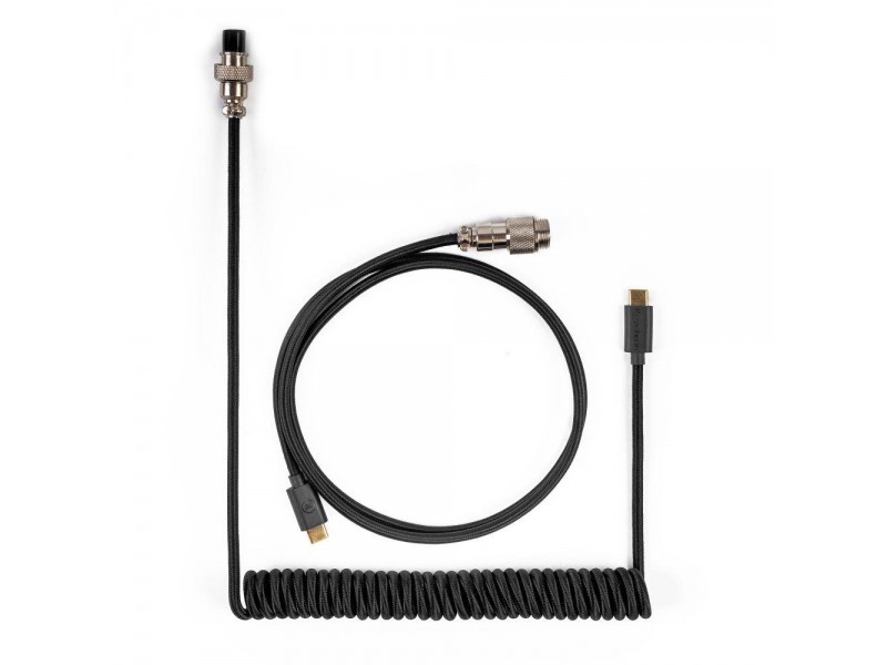 Кабел за клавиатура Keychron Coiled Aviator Custom USB Cable, USB-C - USB-C, Черен