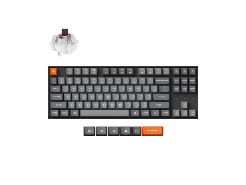 Механична клавиатура Keychron K8 Max QMK/VIA TKL - Keychron Super Brown Switch, RGB Backlight