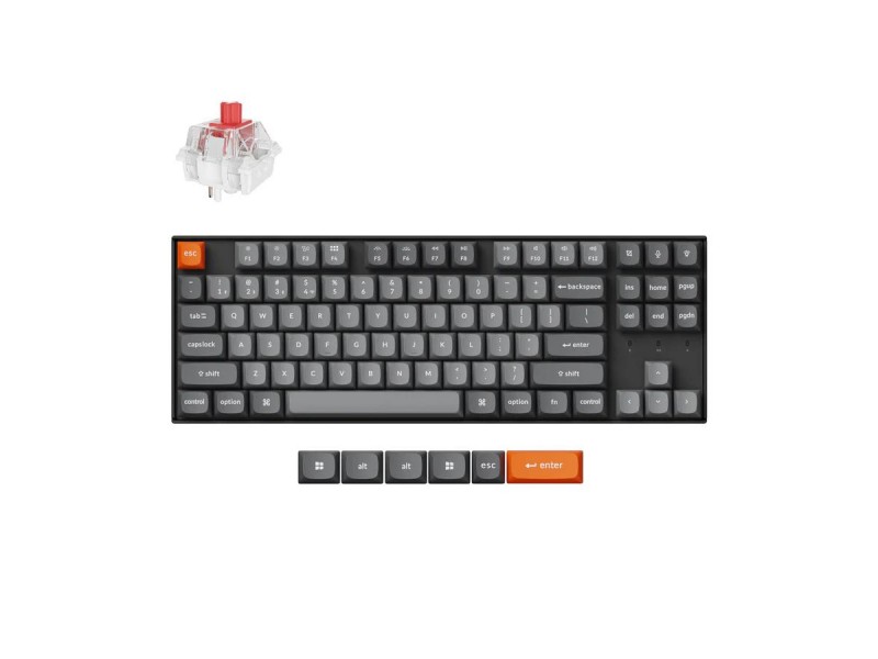 Механична клавиатура Keychron K8 Max QMK/VIA TKL - Keychron Super Red Switch, RGB Backlight
