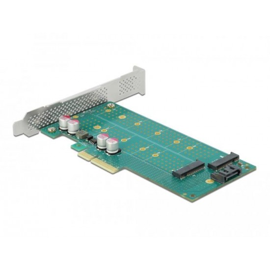 Карта PCI Express x4 Delock към 1x M.2 Key B + 1x M.2 NVMe M.2 Key M, Low Profile