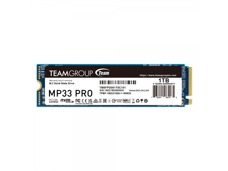 SSD Team Group MP33 PRO, M.2 2280 NVMe, 1TB,  PCIe Gen3x4