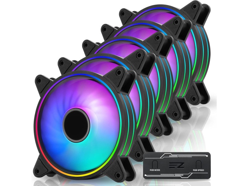 Комплект вентилатори EZDIY-FAB Moonlight Black RGB PWM 120mm - 5 Pack