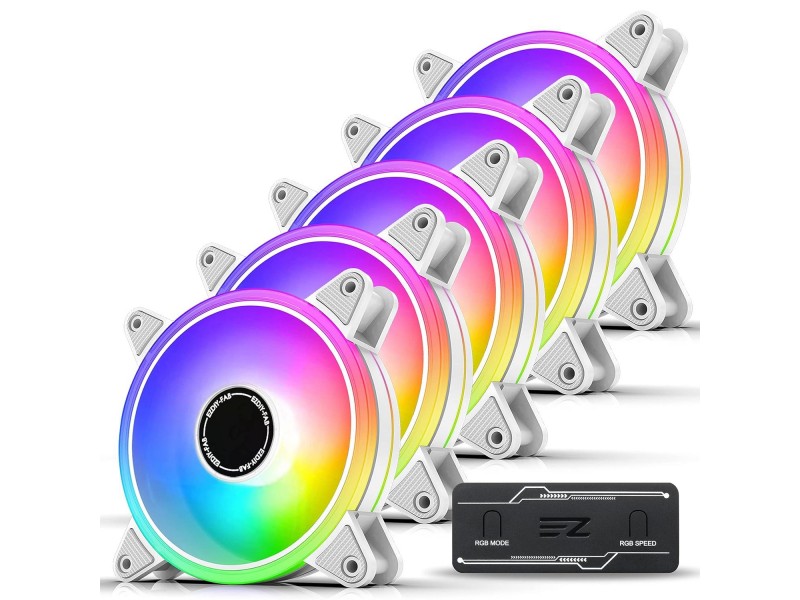 Комплект вентилатори EZDIY-FAB Moonlight White RGB PWM 120mm - 5 Pack