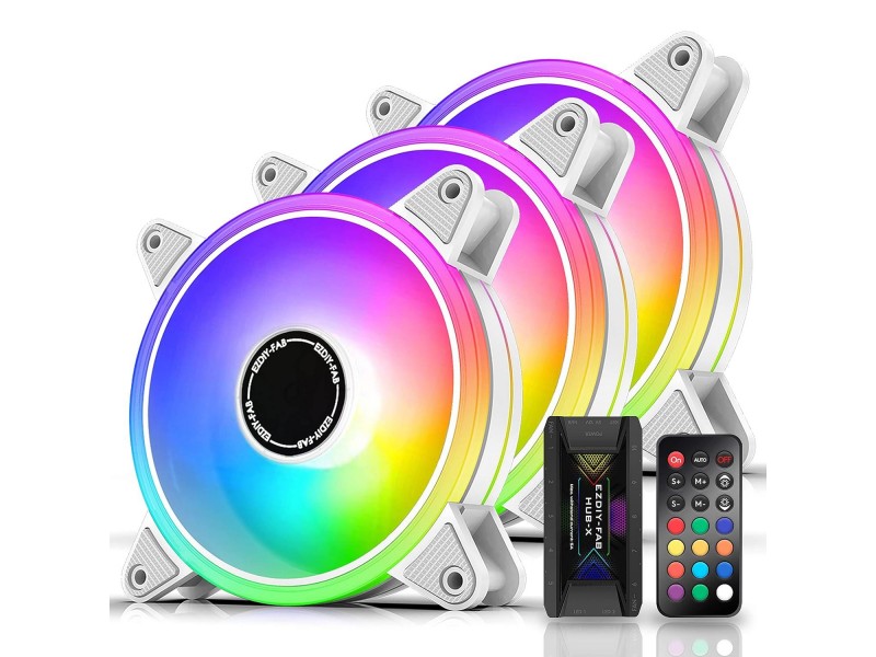 Комплект вентилатори EZDIY-FAB Moonlight White RGB PWM 120mm - 3 Pack