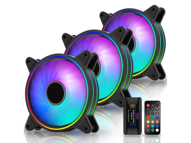 Комплект вентилатори EZDIY-FAB Moonlight Black RGB PWM 120mm - 3 Pack