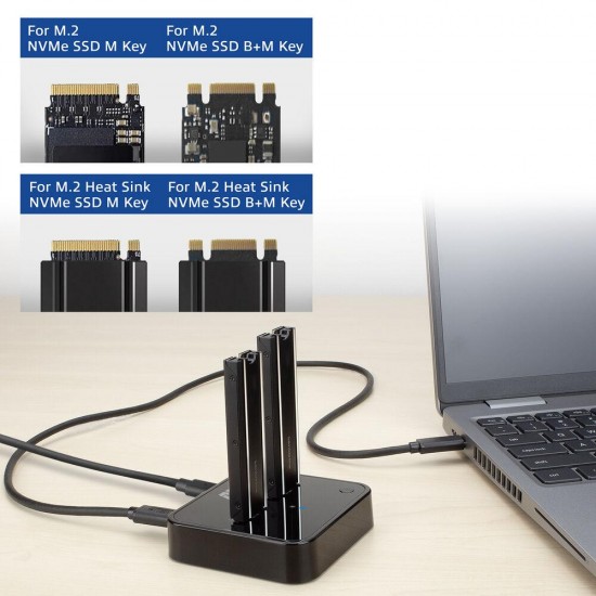 Двойна SSD докинг станция, ACT M.2 NVMe/PCIe  за клониране, USB-C 3.2 Gen2