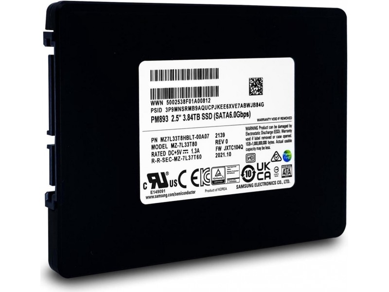SSD SAMSUNG PM893 SATA 2.5”, 3,84TB, SATA 6 Gb/s, MZ7L33T8HBLT-W07, Bulk