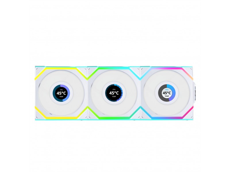 Вентилатори 3бр Lian Li UNI FAN SL Wireless LCD ARGB PWM - 120 mm Бели