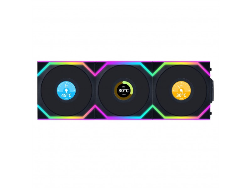 Вентилатори 3бр Lian Li UNI FAN SL Wireless LCD Reverse Blade ARGB PWM - 120 mm Черни