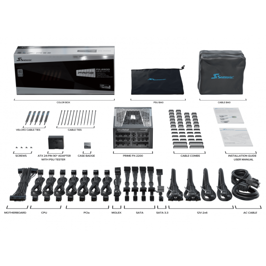 Захранващ блок Seasonic PRIME PX 2200W 80+ Platinum, ATX 3.1 - Full Modular