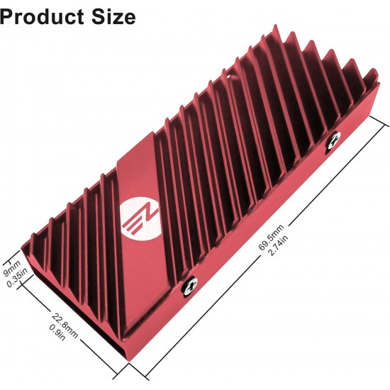M.2 Heatsink EZDIY-FAB за NVMe SSD диск - Червен