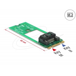Адаптер Delock 62517, интерфейсен ключ M.2 2260 B+M към Sata 7 Pin