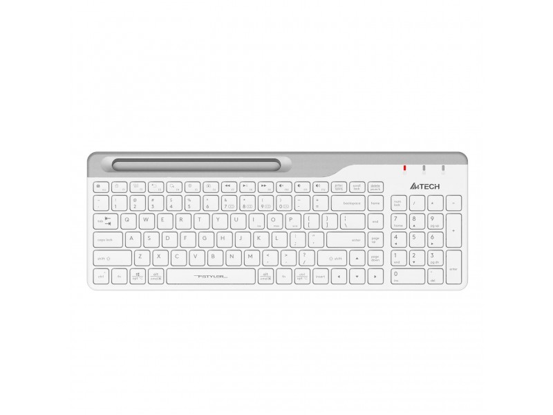 Безжична клавиатура A4tech Fstyler FBK25, Bluetooth, 2.4G, Стойка за телефон, Кирилизирана, Бял