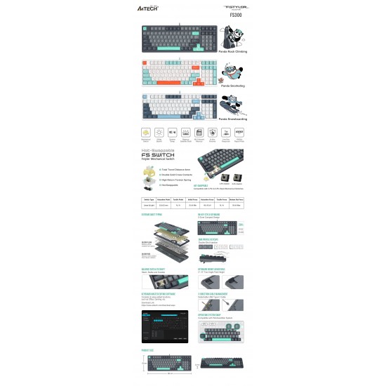 A4tech Fstyler FGS300 Panda Rock Механична TKLкирилизирана