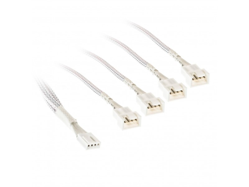 Кабел Kolink PWM 1-4 Сплитер - 35 cm, оплетен, Бял