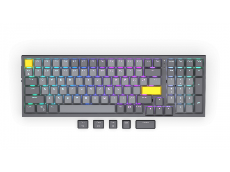 Геймърскa безжична механична клавиатура ENDORFY Celeris 1800 - Endorfy Yellow Switch - Full Size